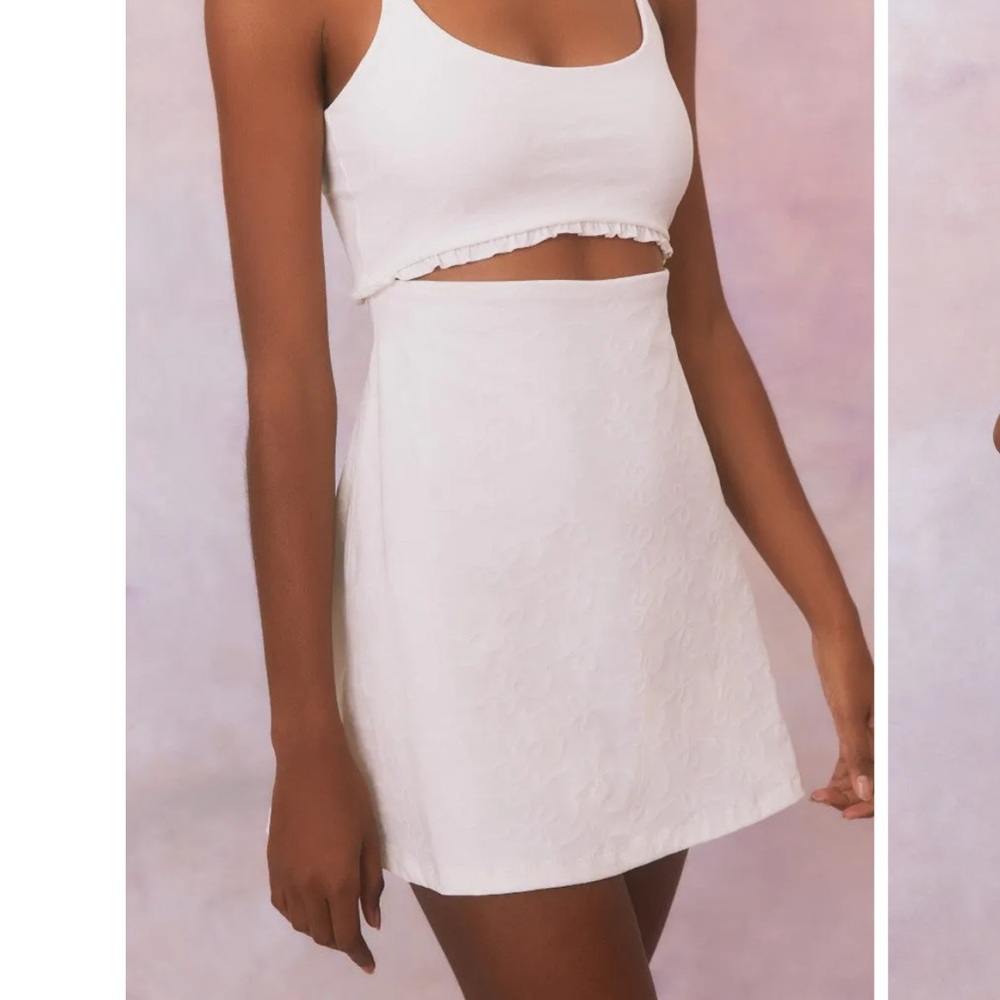 LoveShackFancy White Two-Piece Cutout Dress